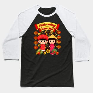 Li Xi Me Please Chuc Mung Nam Moi Vietnamese Boy Girl Ao Dai Baseball T-Shirt